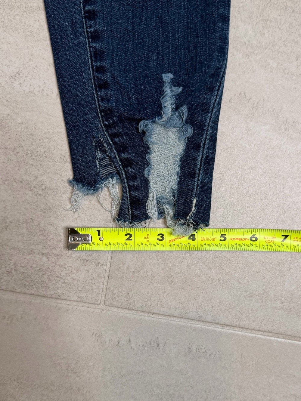 Dark Blue Skinny Jeans with Frayed Hem - Picture 5 of 9